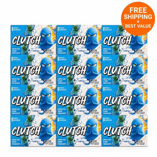 Clutch Gum 12 pack best value energy gum with free shipping and fast acting caffeine chewing gum